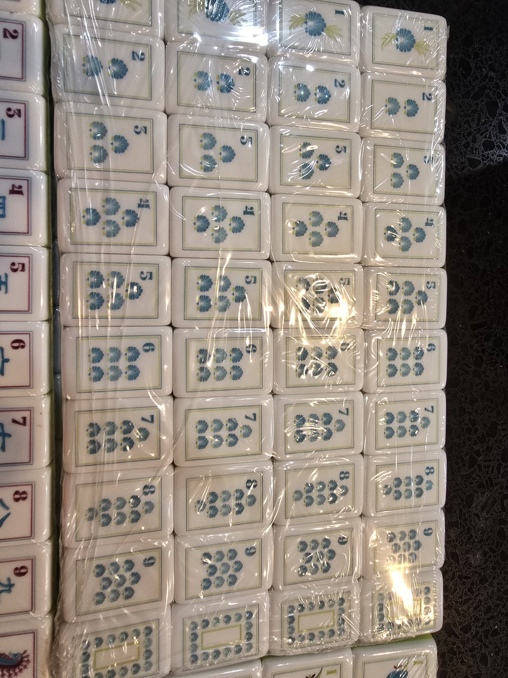 Aqua Blue Glitter Pearl Mahjong Beach Tiles - Picture 4 of 8